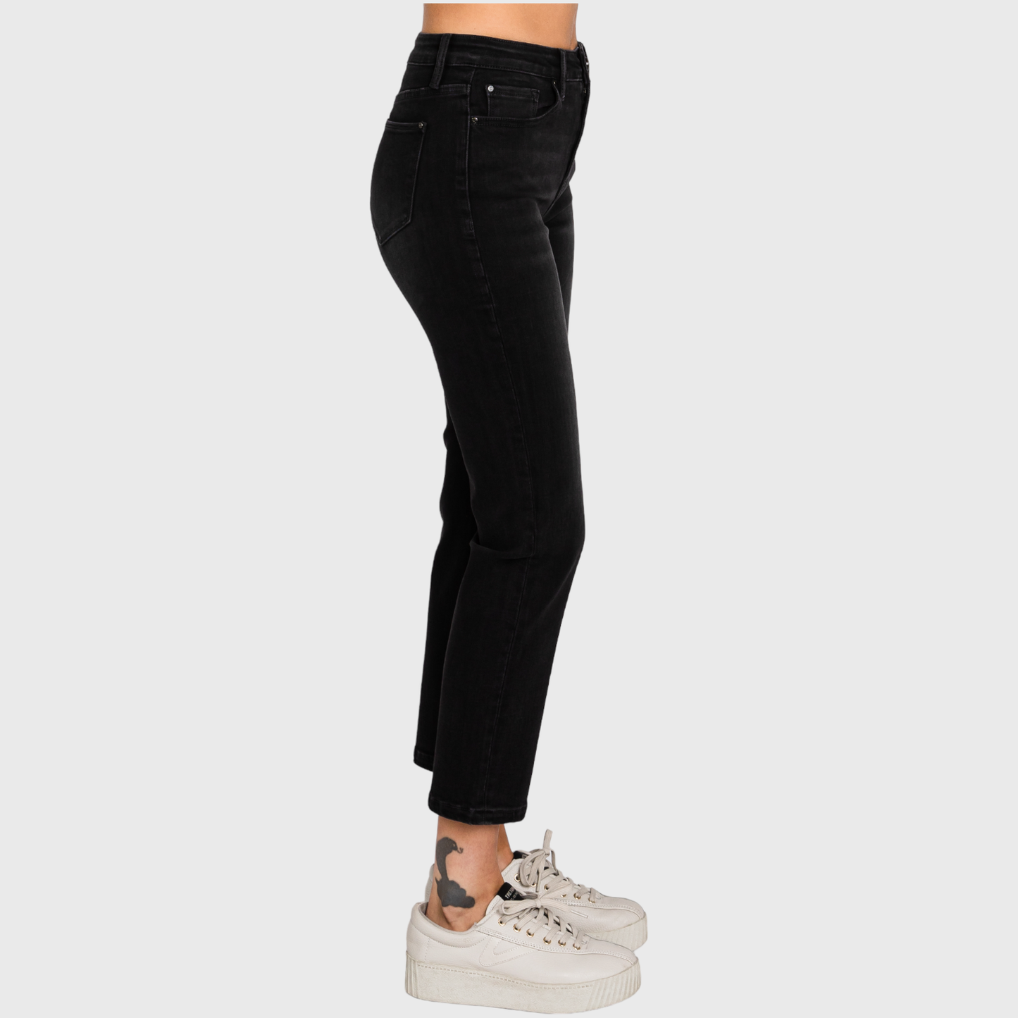 HIGH RISE STRETCH SLIM STRAIGHT JEANS