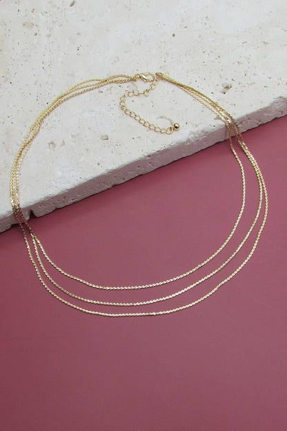 TRIPLE LAYER THIN FLAT CHAIN NECKLACE