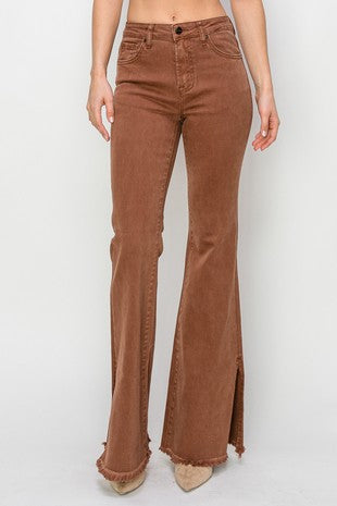 High Rise Side Slit Flare Pants