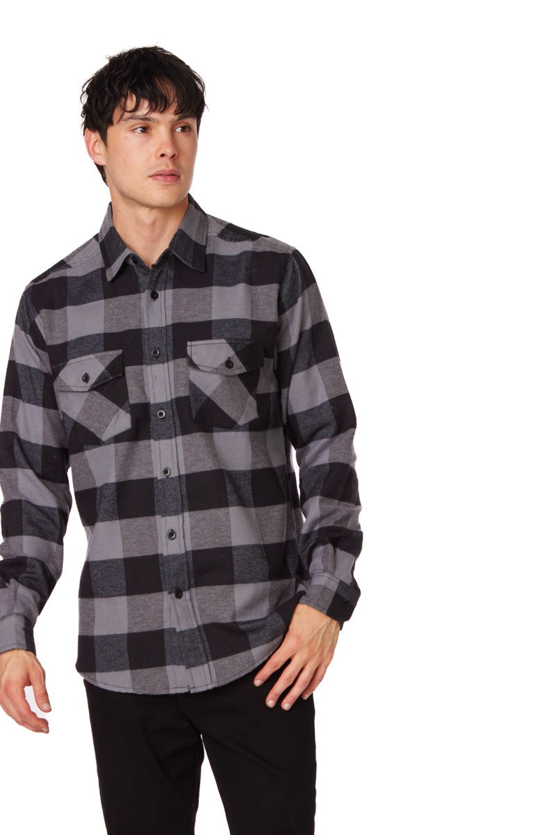 Men's Flannel Long Sleeve Buffalo Plaid Shirt