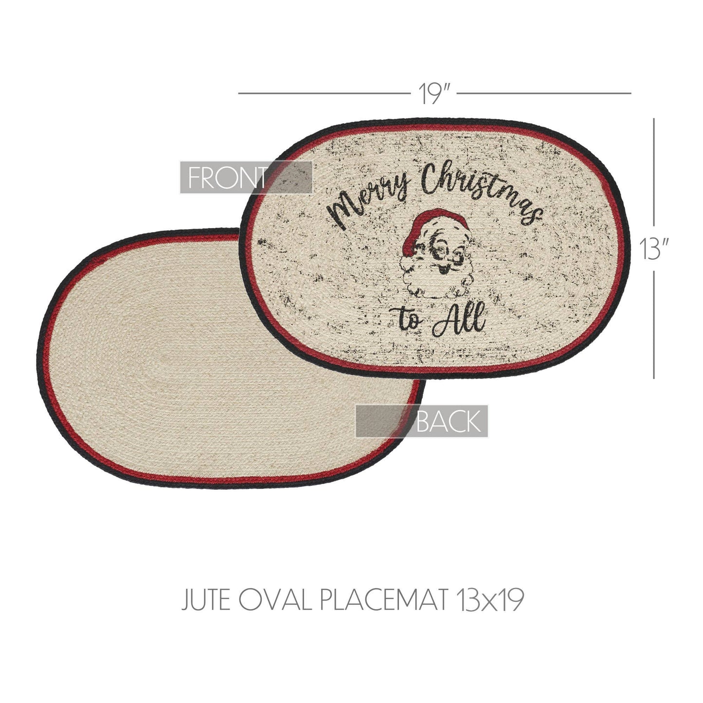 Jolly Ole Santa Jute Oval Placemat 13x19