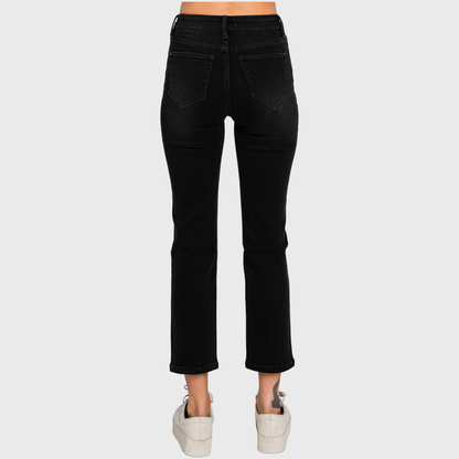 HIGH RISE STRETCH SLIM STRAIGHT JEANS