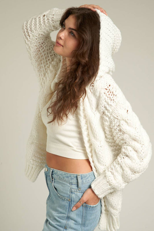 Sweater Cardigan with Hood