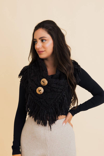 Heathered Shoulder Warmer With Coco Button