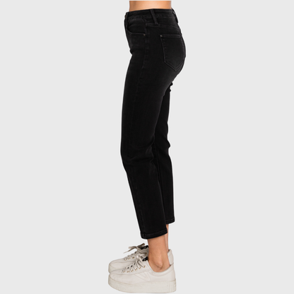 HIGH RISE STRETCH SLIM STRAIGHT JEANS