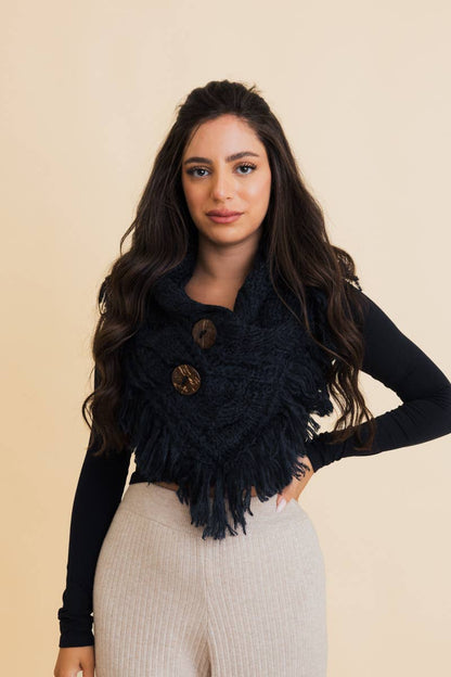 Heathered Shoulder Warmer With Coco Button