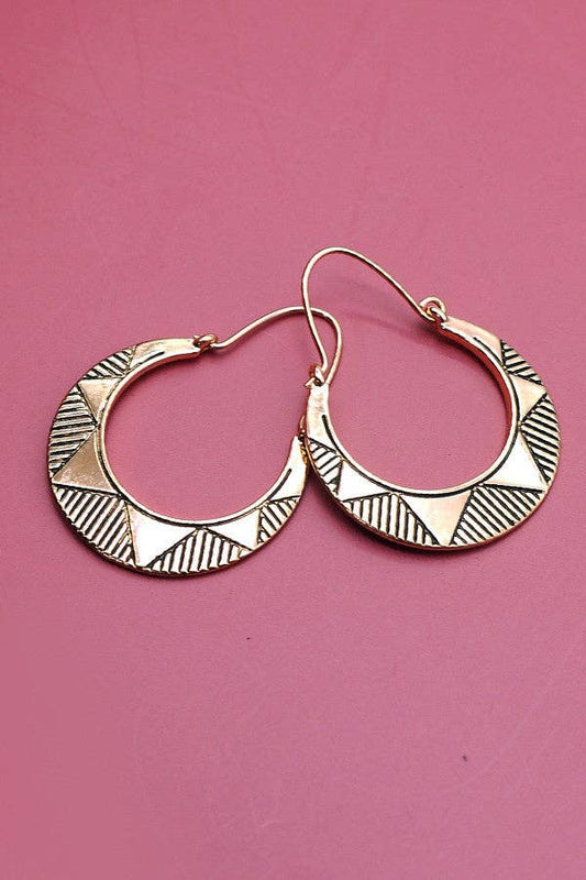 ETCHED AZTEC DROP EARRINGS