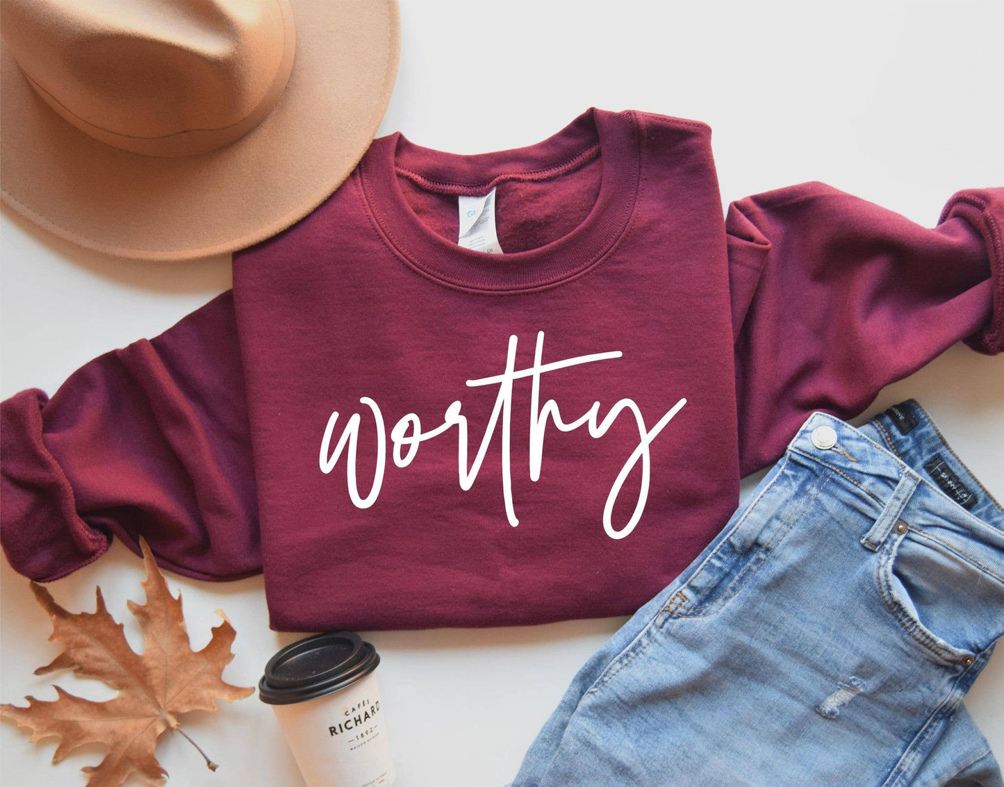 WORTHY MAROON FAITH EVERYDAY FALL GRAPHIC SWEATSHIRT