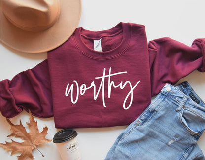 WORTHY MAROON FAITH EVERYDAY FALL GRAPHIC SWEATSHIRT