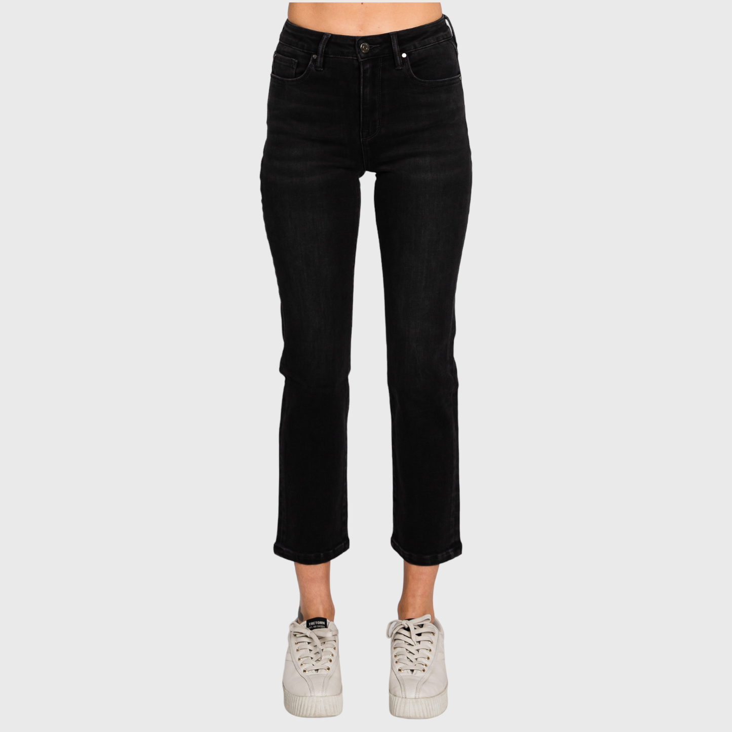 HIGH RISE STRETCH SLIM STRAIGHT JEANS