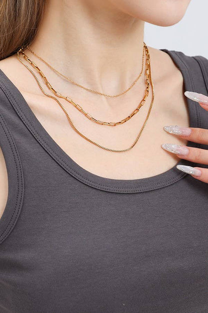 18K STAINLESS STEEL TARNISH FREE LAYERED NECKLACE