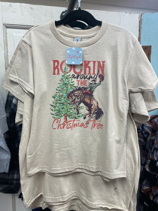 Rockin Around The Christmas Tree Kids Tee