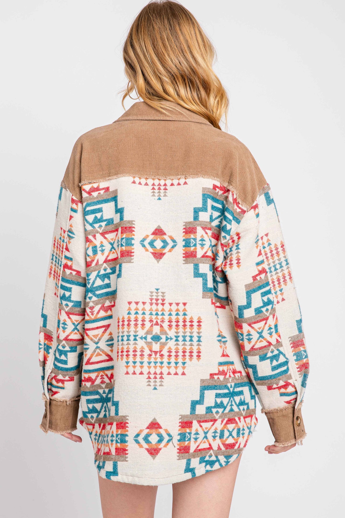 Aztec Contrast Jacket TEAL