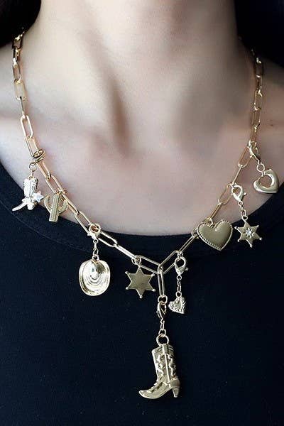 INTERCHANABLE WESTERN BOOT HAT CHARM NECKLACE