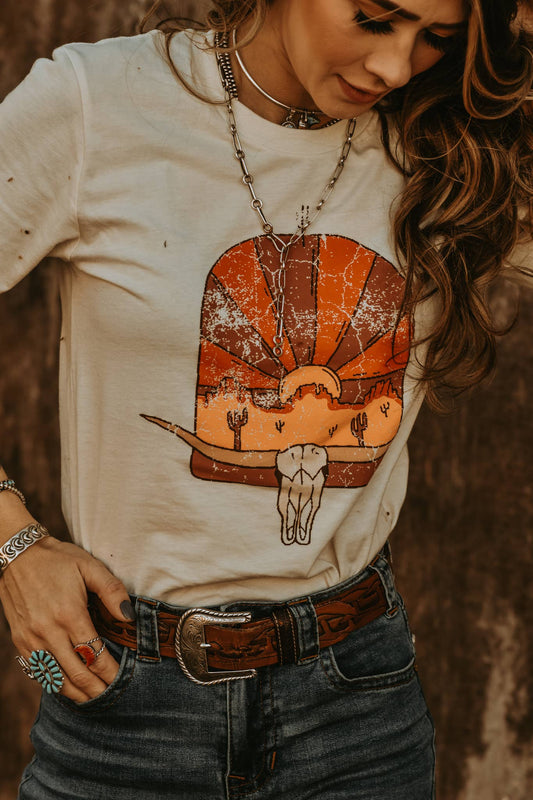 Longhorn Sunset Western Graphic Tee