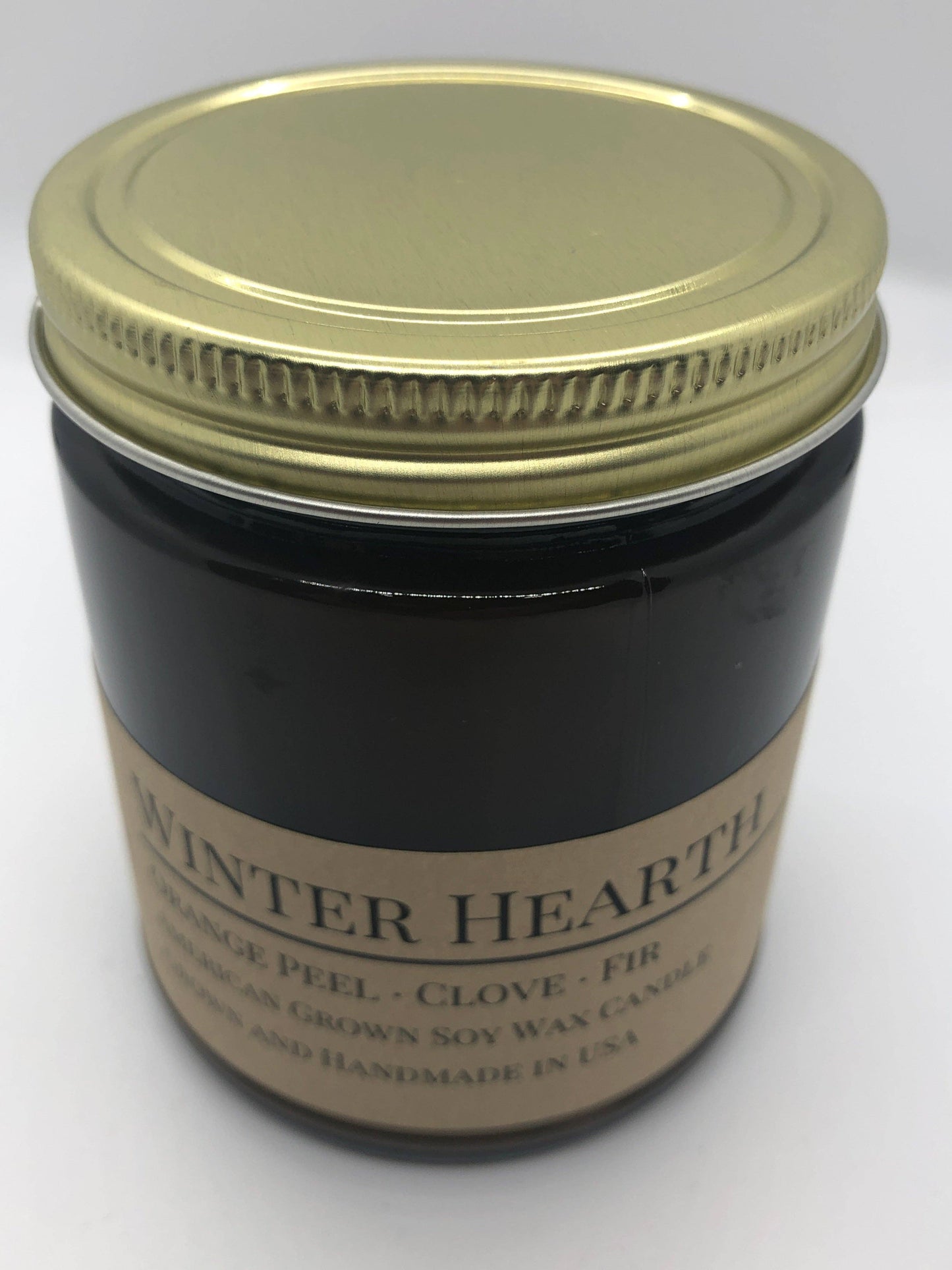 Winter Hearth Soy Candle | 9 oz Amber Apothecary Jar