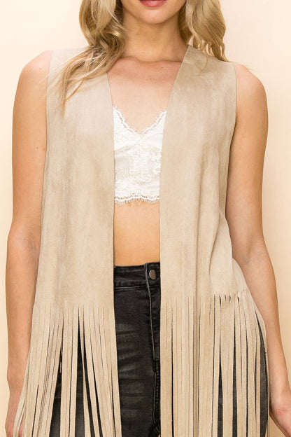 Long Suede Fringe Vest