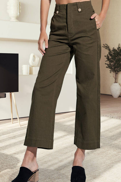 Soft Washed Stretchy High Rise Wide Leg Pants