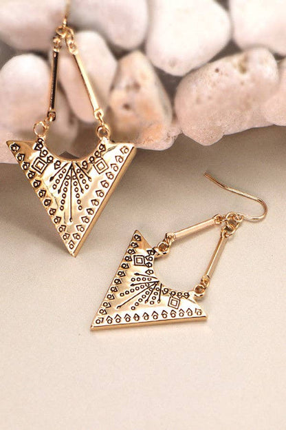 AZTEC TRIANGLE BOHO DROP EARRINGS