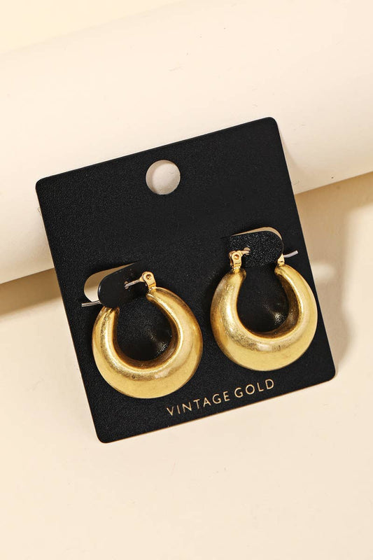 Vintage Gold Pincatch Hoop Earrings