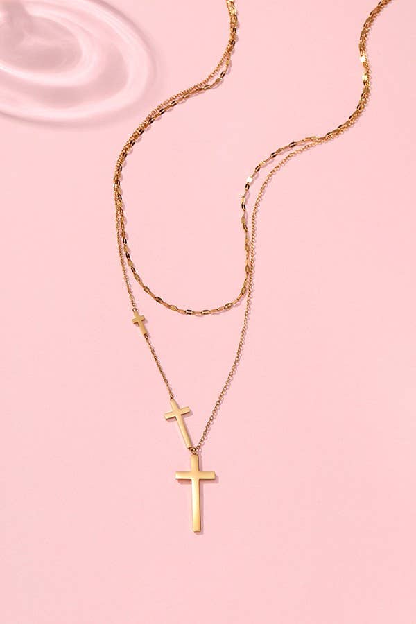 18K STAINLESS STEEL TARNISH FREE CROSS NECKLACE