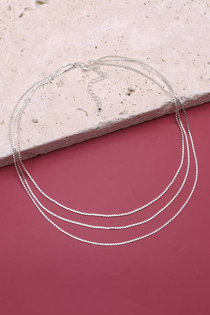 TRIPLE LAYER THIN FLAT CHAIN NECKLACE