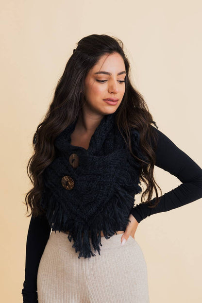 Heathered Shoulder Warmer With Coco Button