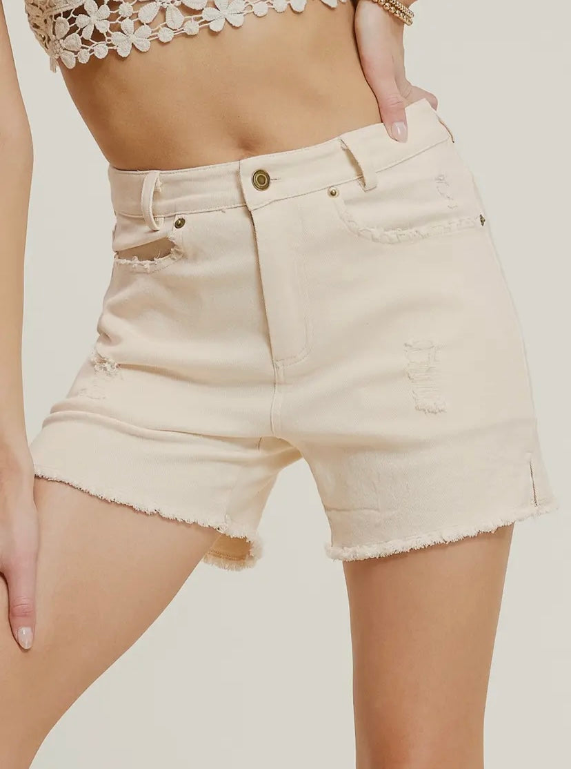 Raw Edge Denim Shorts