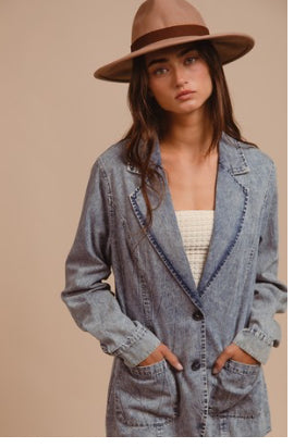 Washed Denim Blazer