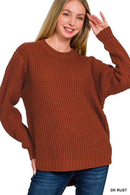 Hi-Low Waffle Sweater