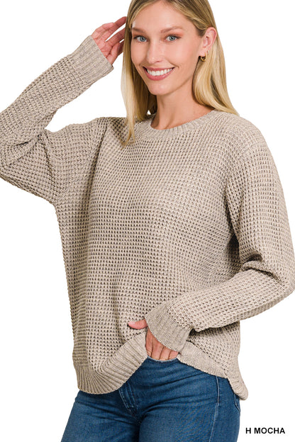 Hi-Low Waffle Sweater