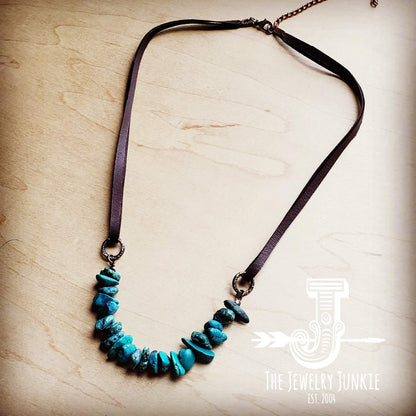 Natural Turquoise Leather Cord Necklace