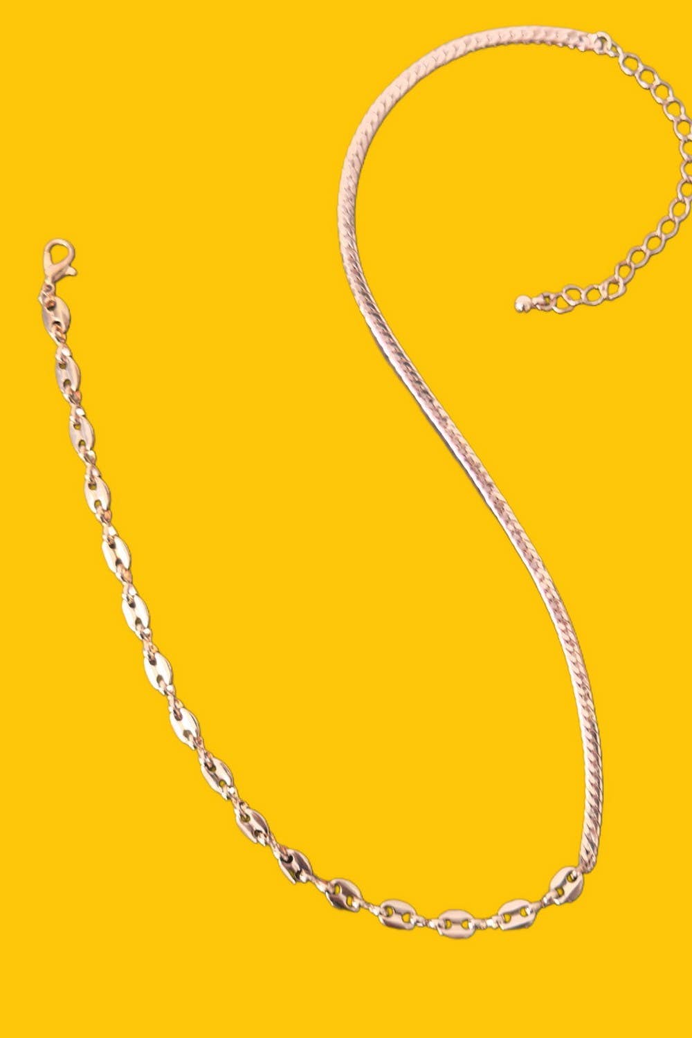 DUAL STYLE HERRINGBONE MARINER CHAIN NECKLACE