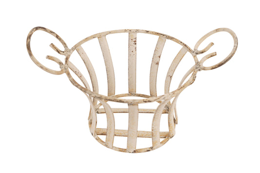 Farmhouse Iron Basket-With Handles-10x7x6 inch-White