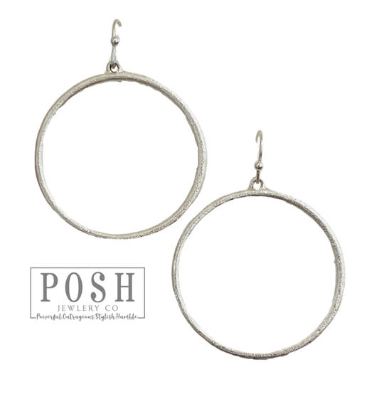 Brushed finish circle earrings