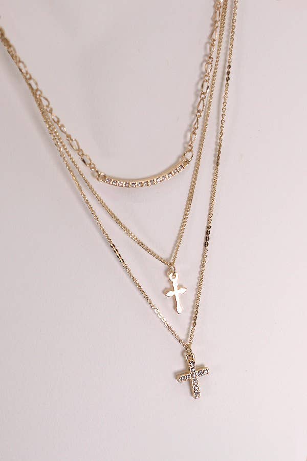 MULTI LAYER DOUBLE CROSS NECKLACE