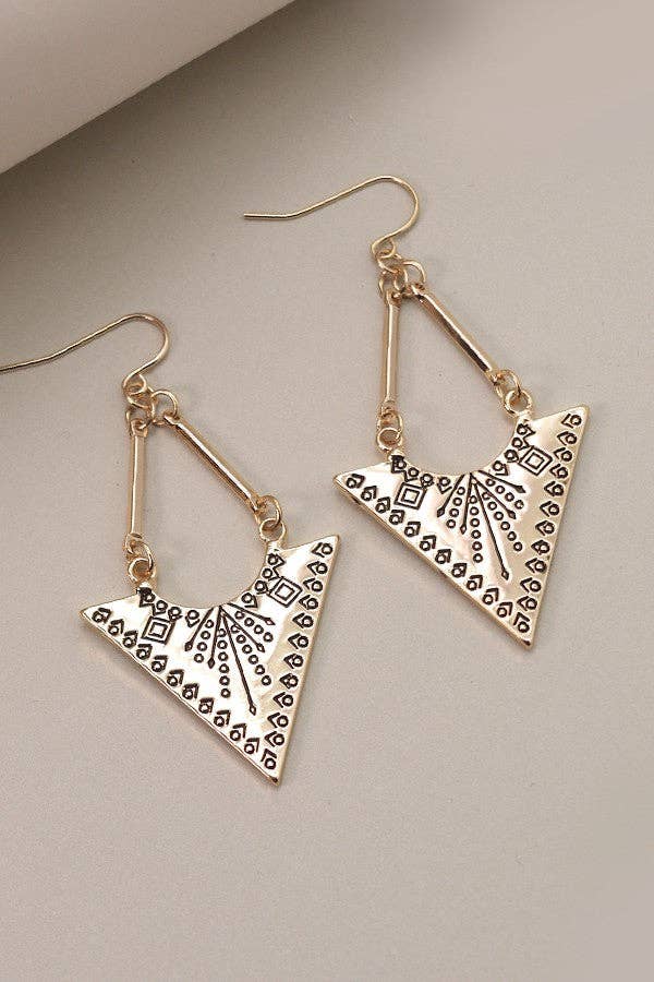 AZTEC TRIANGLE BOHO DROP EARRINGS