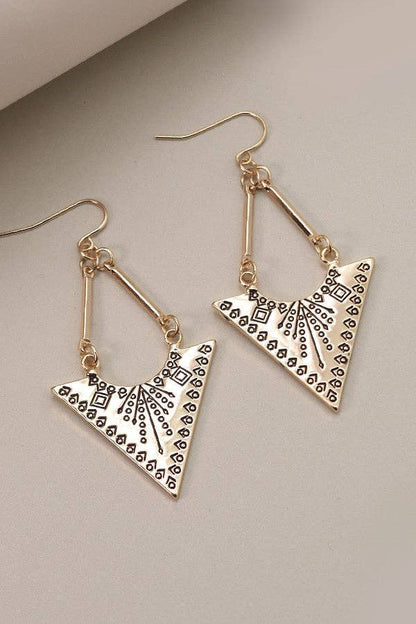 AZTEC TRIANGLE BOHO DROP EARRINGS