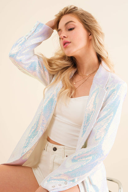 Sequin Single Boyfriend Blazer Jacket