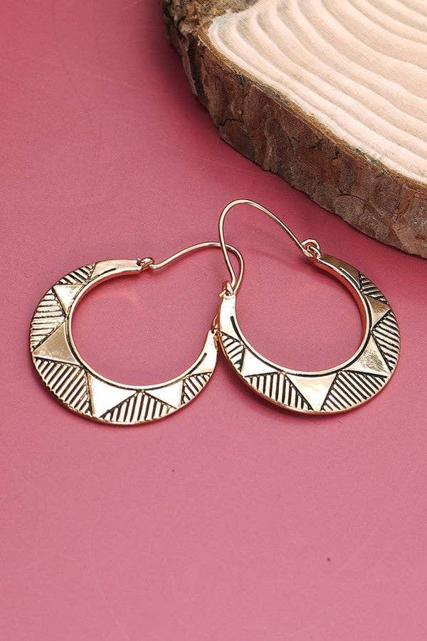 ETCHED AZTEC DROP EARRINGS