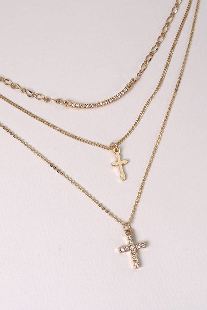 MULTI LAYER DOUBLE CROSS NECKLACE