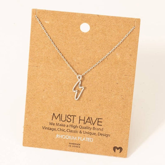 Gold Dipped Wire Lightning Bolt Pendant Necklace