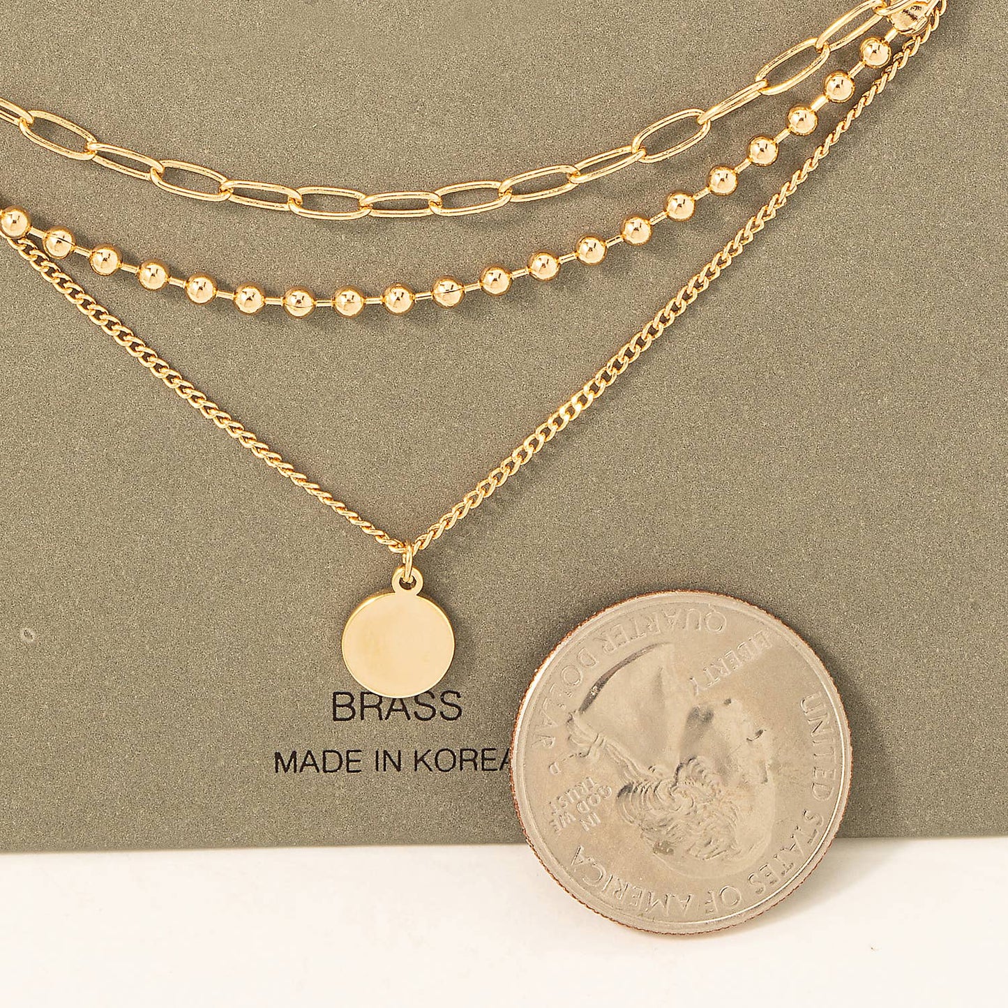 Disc Charm Layered Chain Necklace