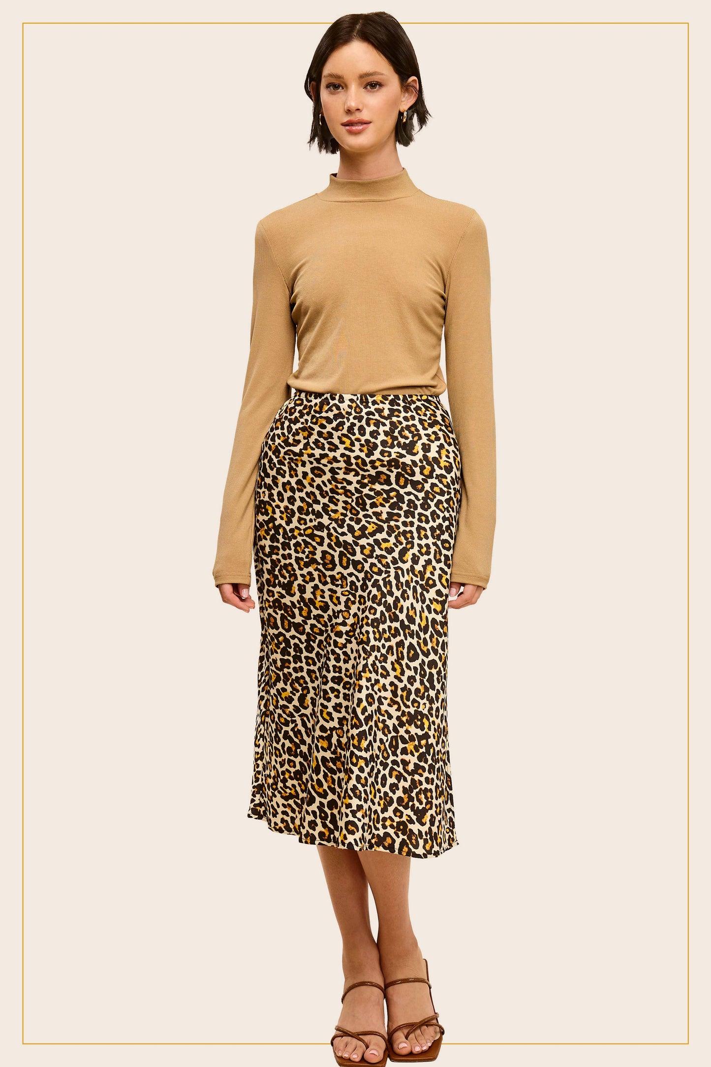 Satin Leopard Midi Skirt