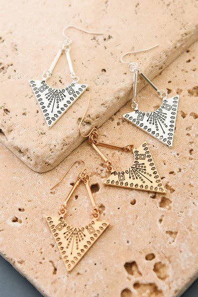 AZTEC TRIANGLE BOHO DROP EARRINGS