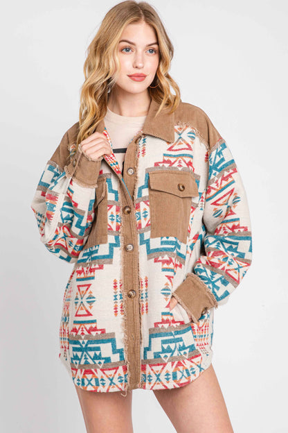 Aztec Contrast Jacket TEAL