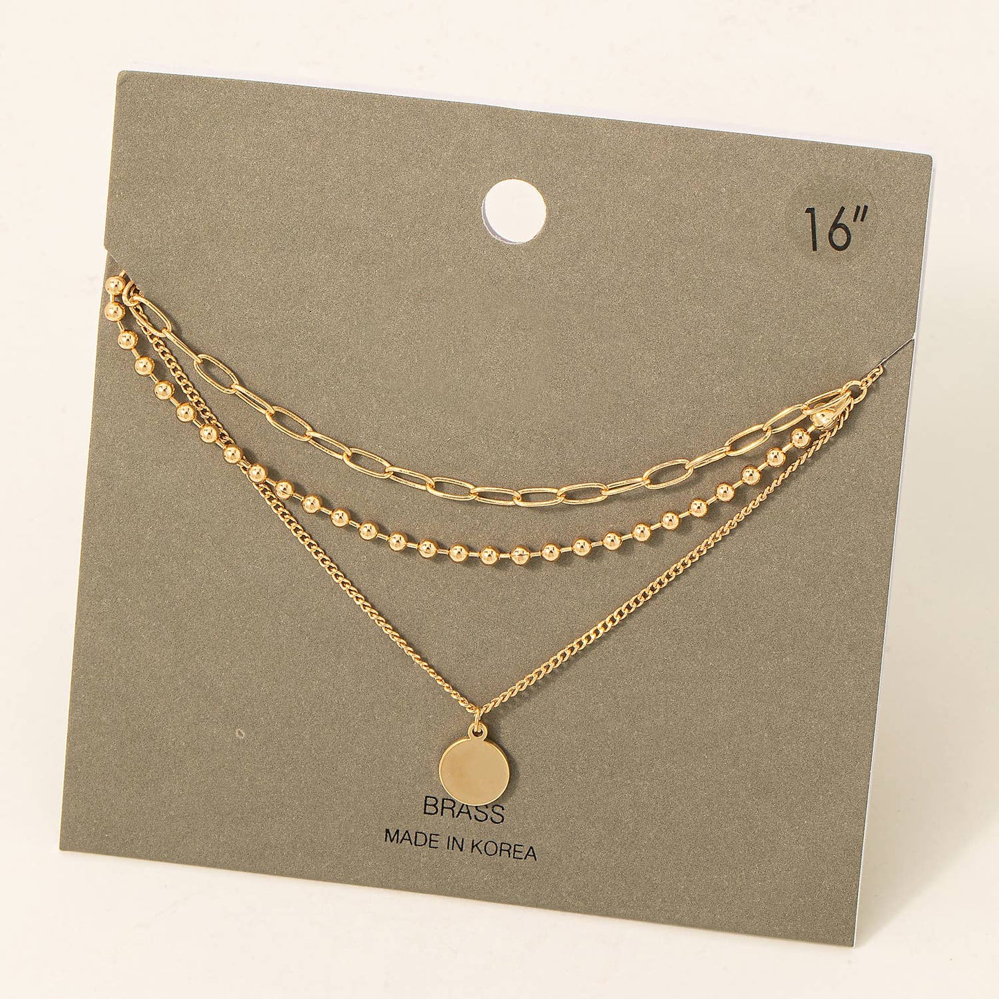 Disc Charm Layered Chain Necklace