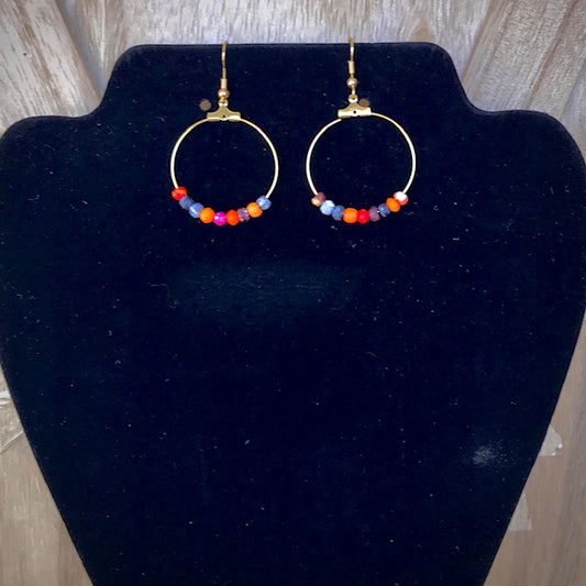 Bone bead hoop earrings