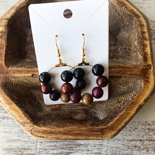 Wood bead earrings