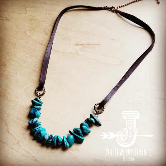 Natural Turquoise Leather Cord Necklace